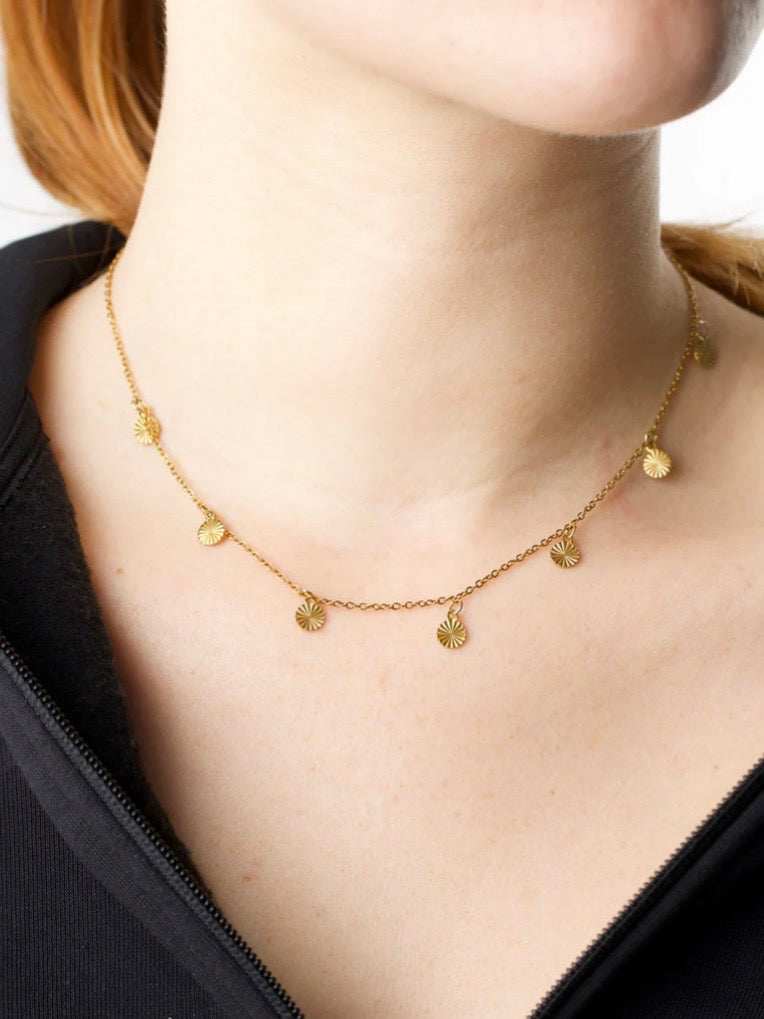 Liv - Coin Charm Necklace Stainless Steel - Gold