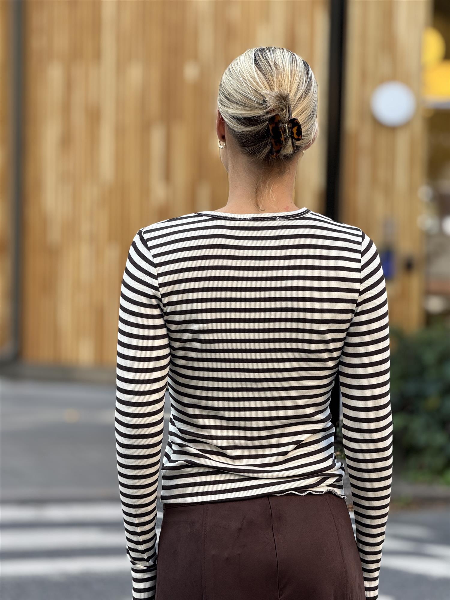 Berit Longsleeve, Brown/white