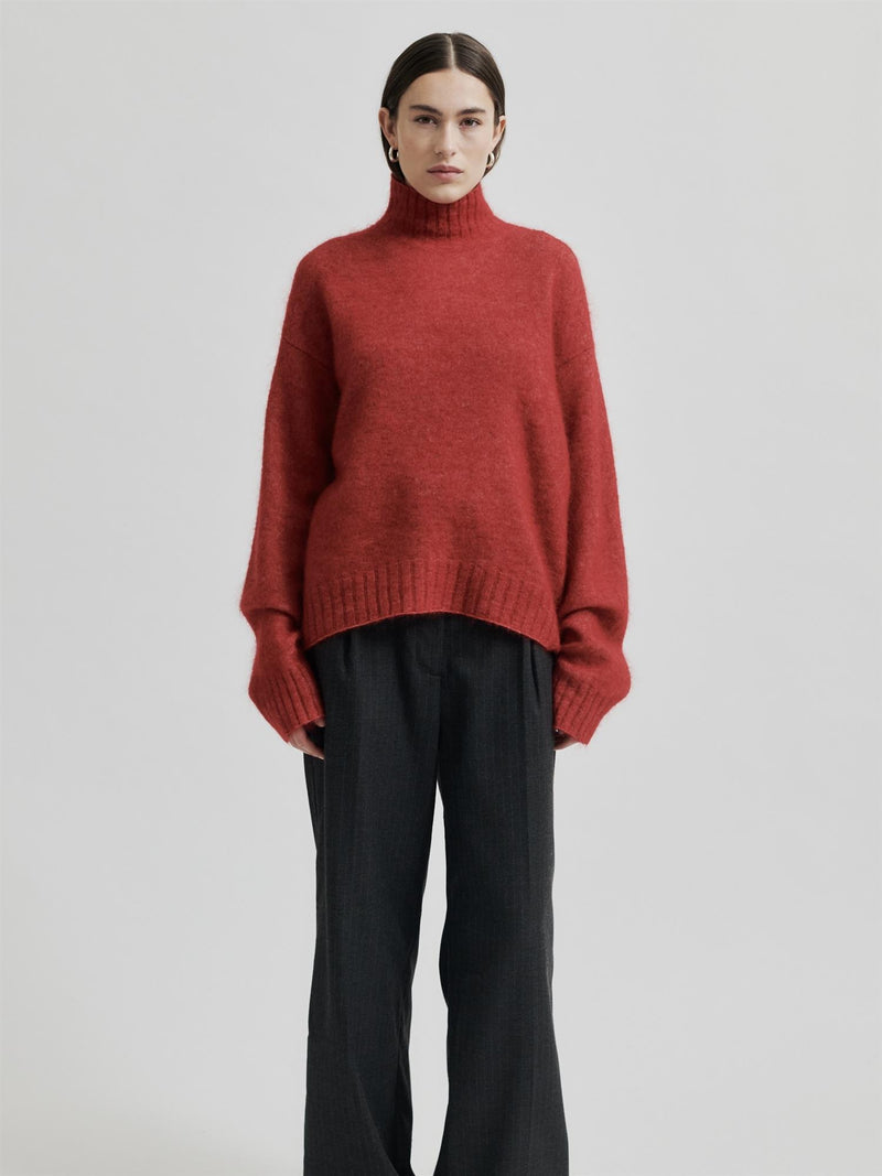 Brookline Knit T-Neck, Red