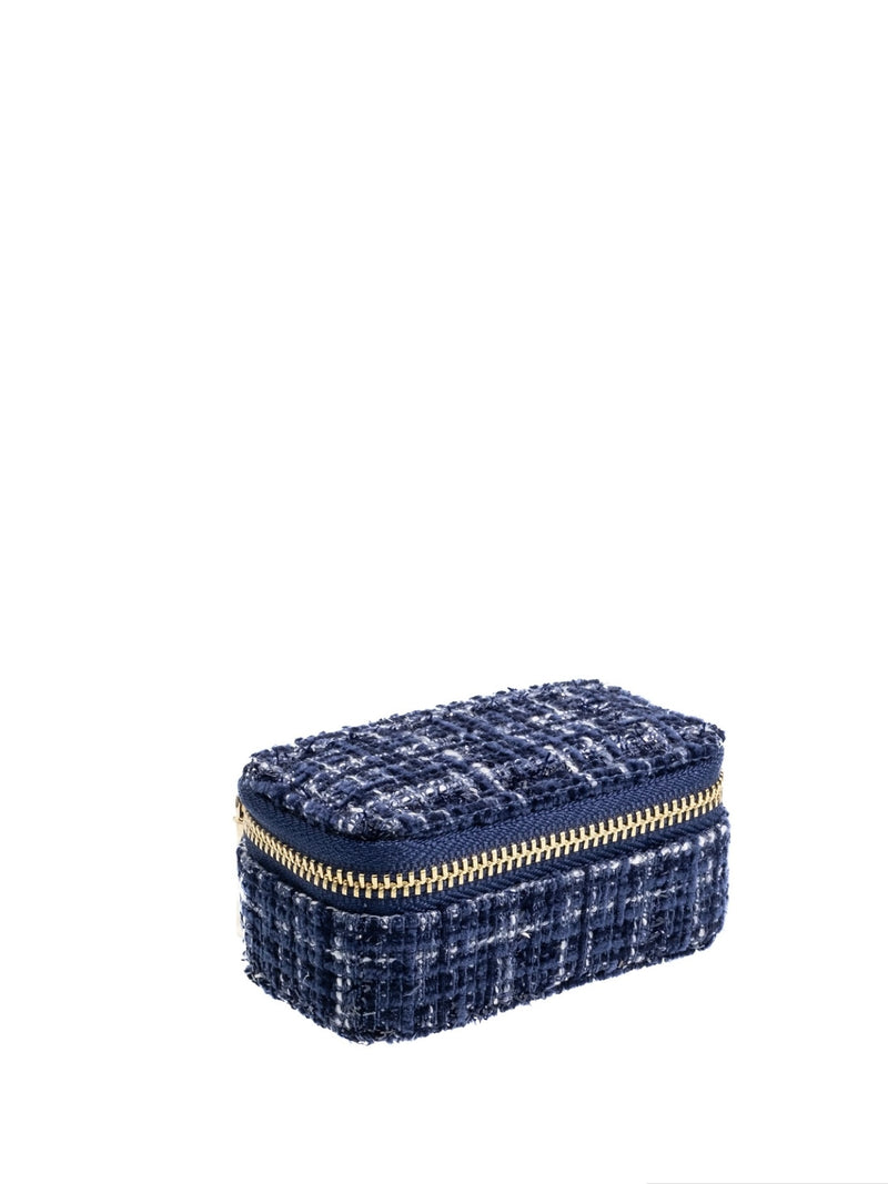 Tweed Jewellery Box Micro, Navy Blue