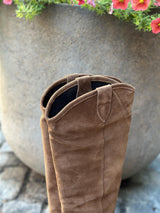 Long Boots , Cognac babysilk suede