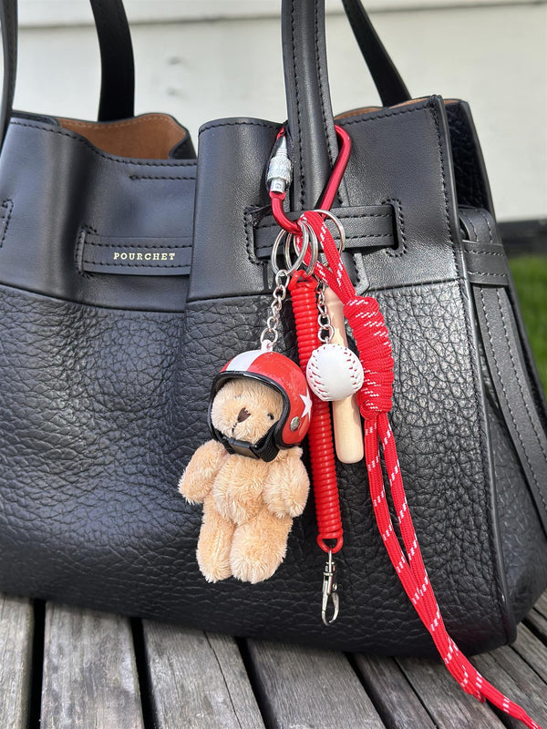 Bag Charm, Red Helmet Bear