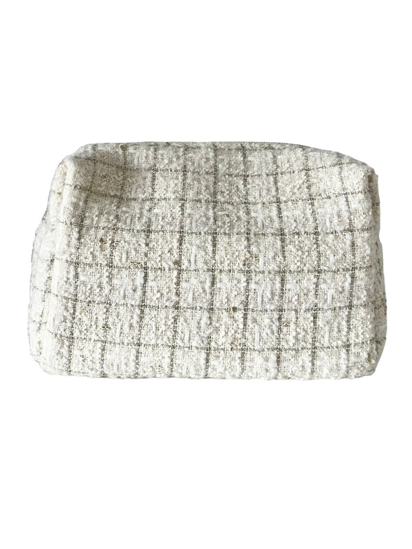 Large Tweed Make-up Pouch, Vanilla