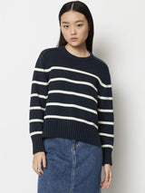 Crew neck sweater with long sleeve, Navy