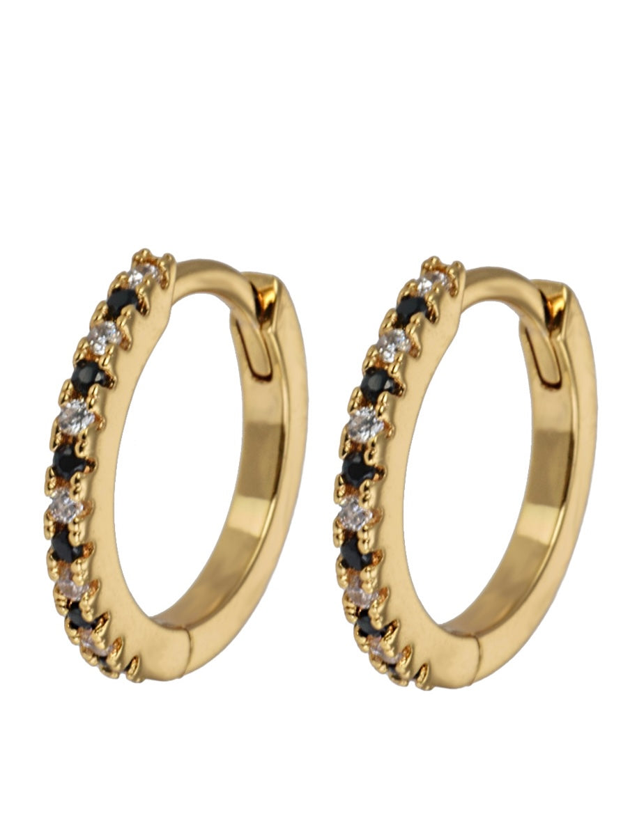 Earring, Medium Hoops, Black/white