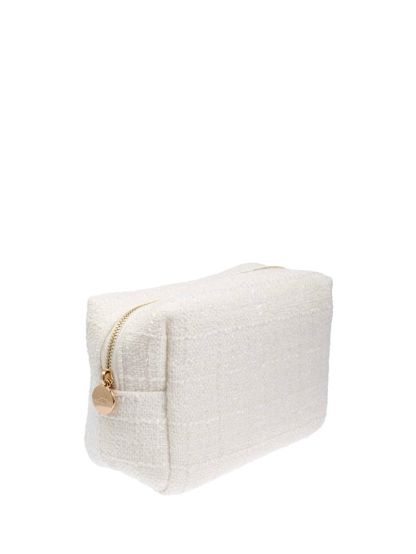 Small Tweed Make-up Pouch, Off-White