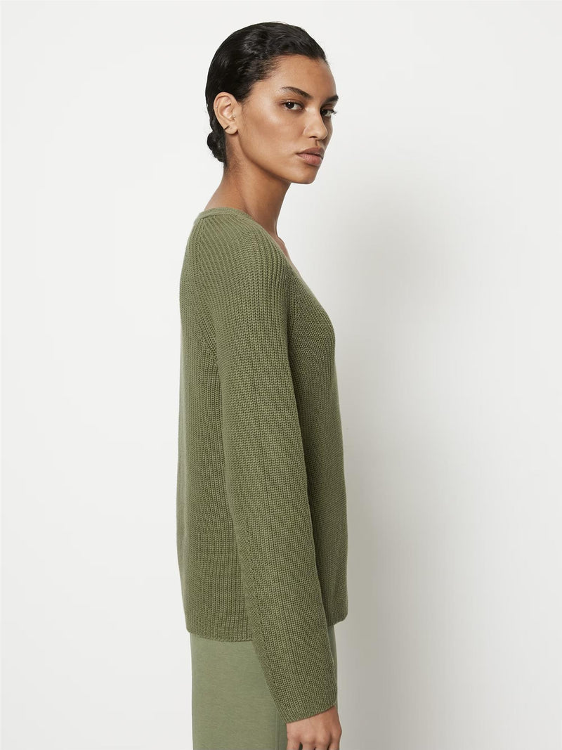 Pullover, longsleeve, v-neck, Green