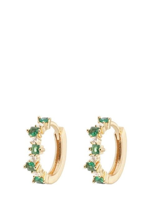 Earring, Mixed small hoops, Green