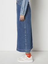 Denim Column Skirt, Midi Length, High Waist