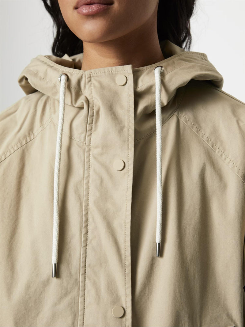 Cotton cape, with hood, Beige
