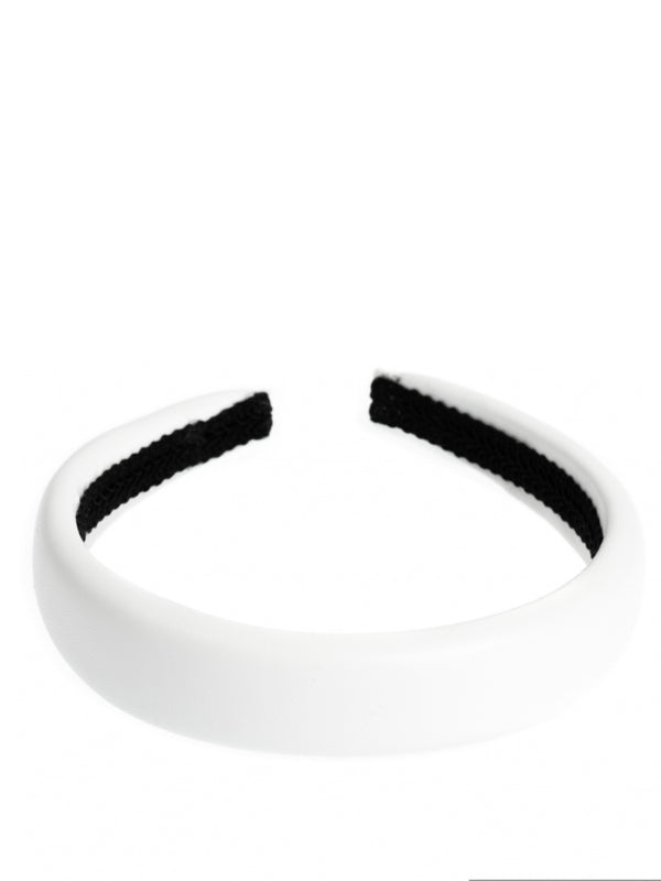 LEATHER HAIR BAND BROAD, White