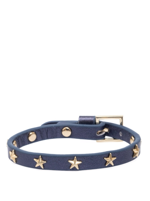 Mini Leather Star Stud Bracelet, Navy Blue Metallic