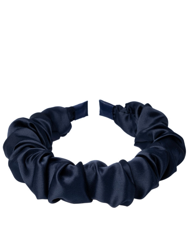 Satin Hair Band Wave, Navy Blue
