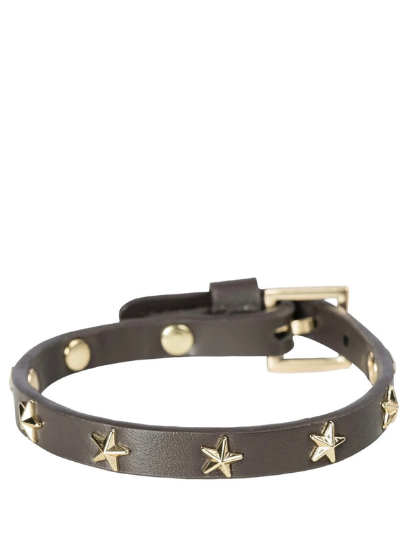 Mini Leather Star Stud Bracelet, Chocolate Brown