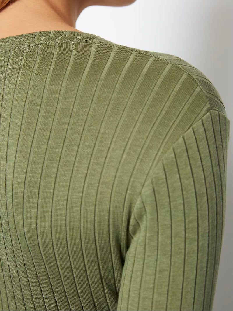 T-shirt, long sleeve, round neck, Green