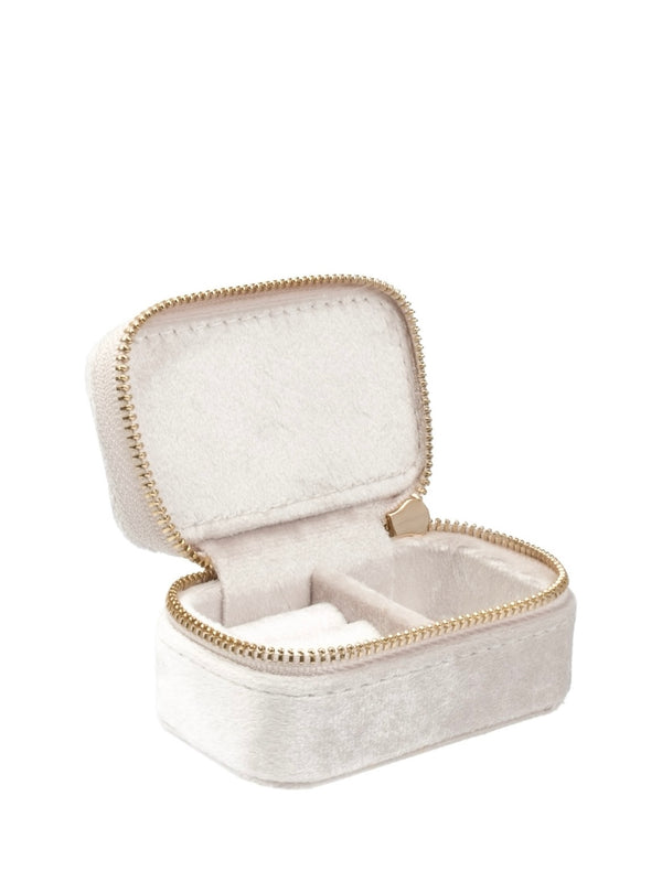 Micro Velvet Jewellery Box, Off-White