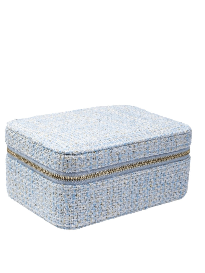 Tweed Jewellery Box, Light Blue