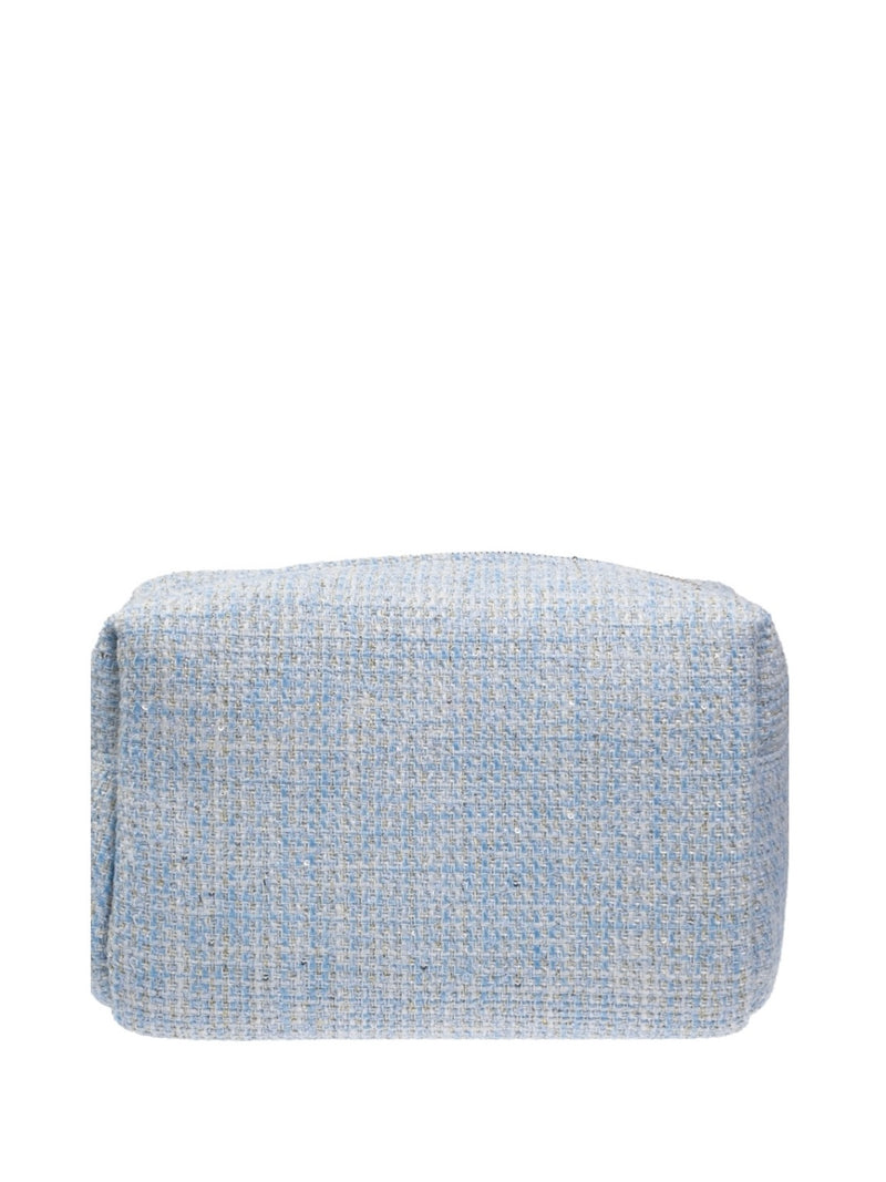 Small Tweed Make-up Pouch, Light Blue