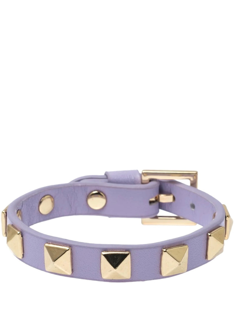 BRED LEATHER STUD BRACELET, Lavendel