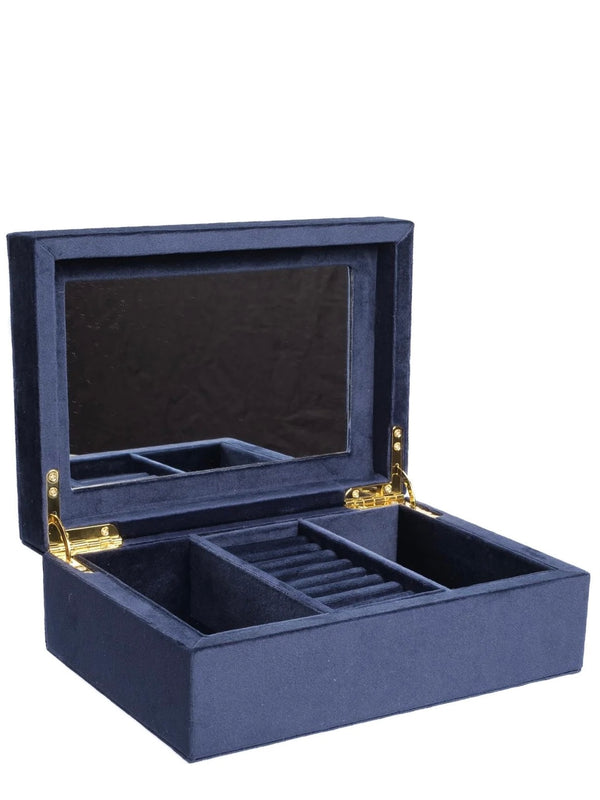VELVET JEWELLERY BOX Large, Navy Blue
