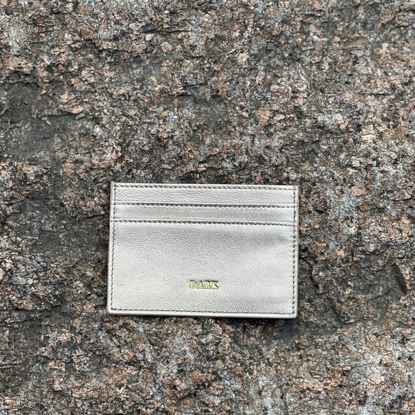 LEATHER CARD HOLDER, Champagne Metalic