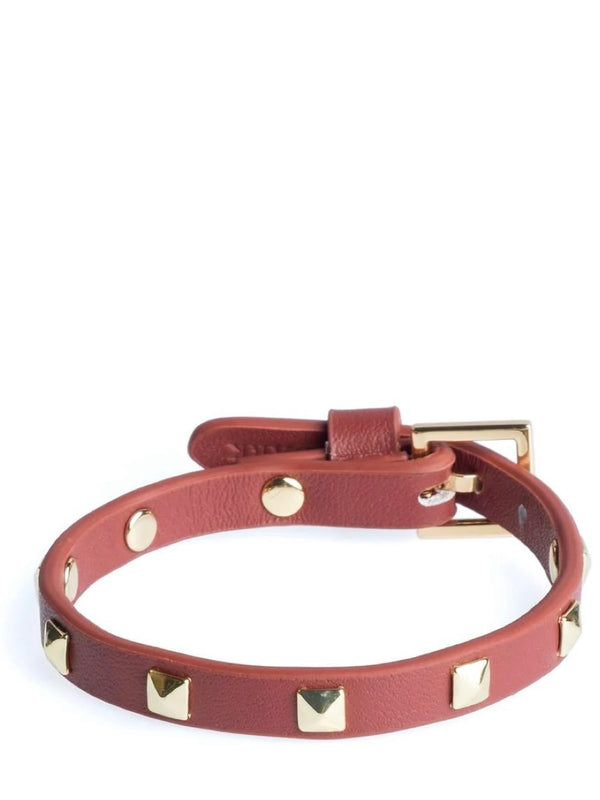 Mini Leather Stud Bracelet, Mahogny