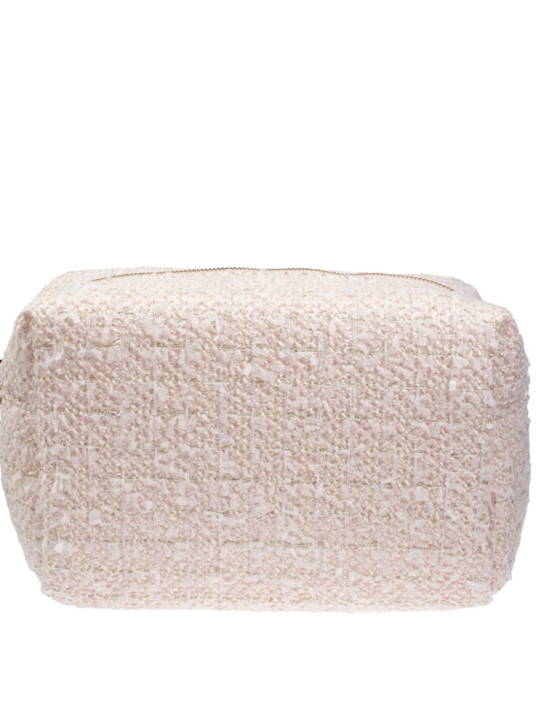 Large Tweed Make-up Pouch, Pale Rose