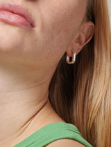 Earring, Hoops,Square, 18 mm, silver
