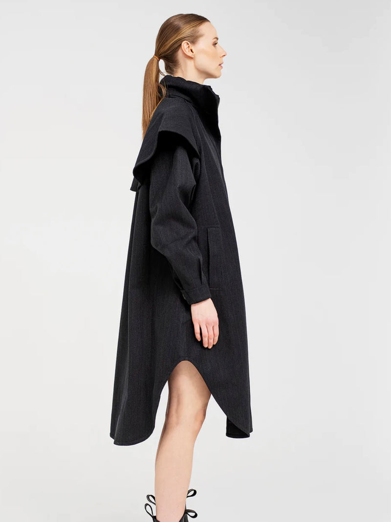 Tyfon Coat, Black Tweed