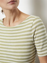 T-shirt, short sleeve, boat neck, striped