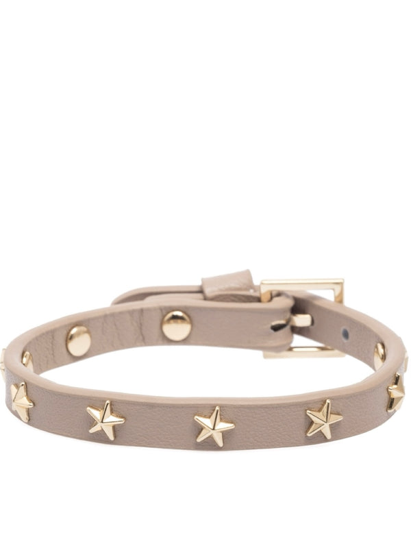 Mini Leather Star Stud Bracelet, Latte