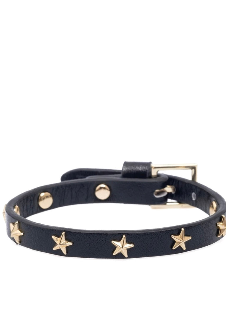 Mini Leather Star Stud Bracelet, Black