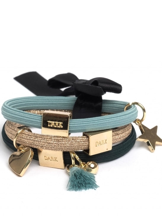 Hair Ties 3pk Charm Combo, Teal