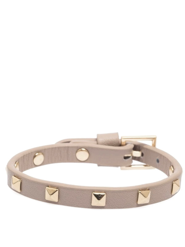 Mini Leather Stud Bracelet, Latte