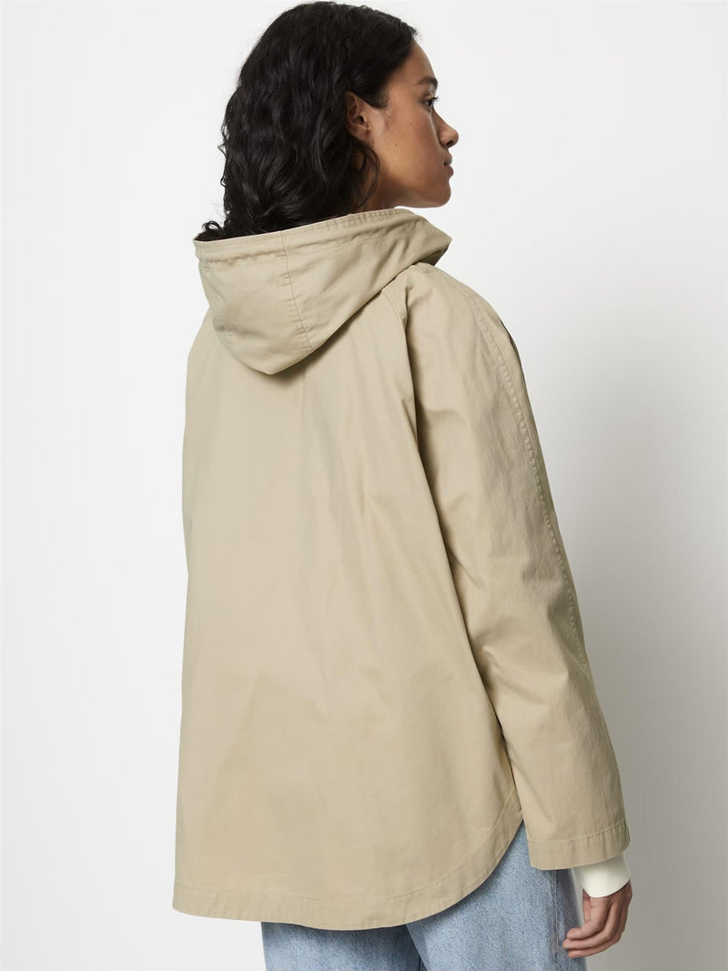 Cotton cape, with hood, Beige