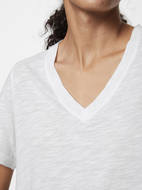 T-shirt, short sleeve, v-neck, White