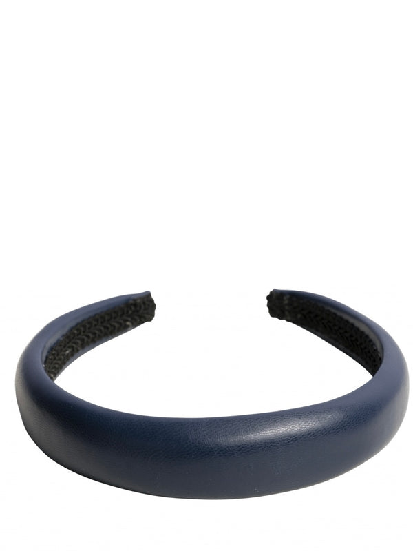 LEATHER HAIR BAND BROAD, Navy