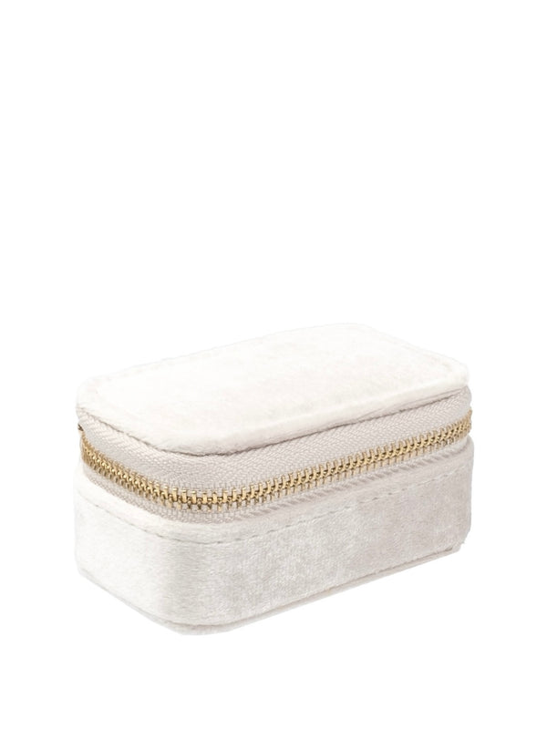 Micro Velvet Jewellery Box, Off-White
