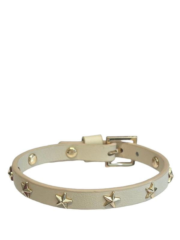 Mini Leather Star Stud Bracelet, Vanilla