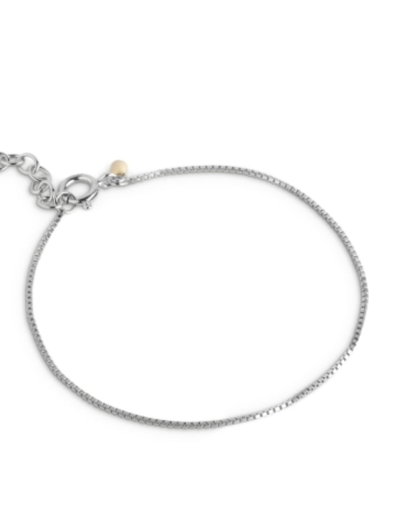 Bracelet, Box Chain 0,8 mm, Silver