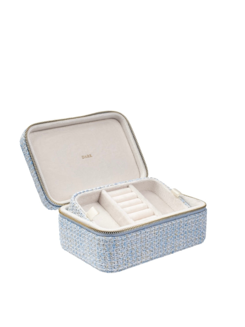 Tweed Jewellery Box, Light Blue