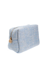 Small Tweed Make-up Pouch, Light Blue